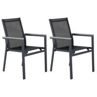 GARTENSTUHL-SET Metall, Textil Schwarz  - Schwarz, KONVENTIONELL, Textil/Metall (57/90/59cm) - Gardenson