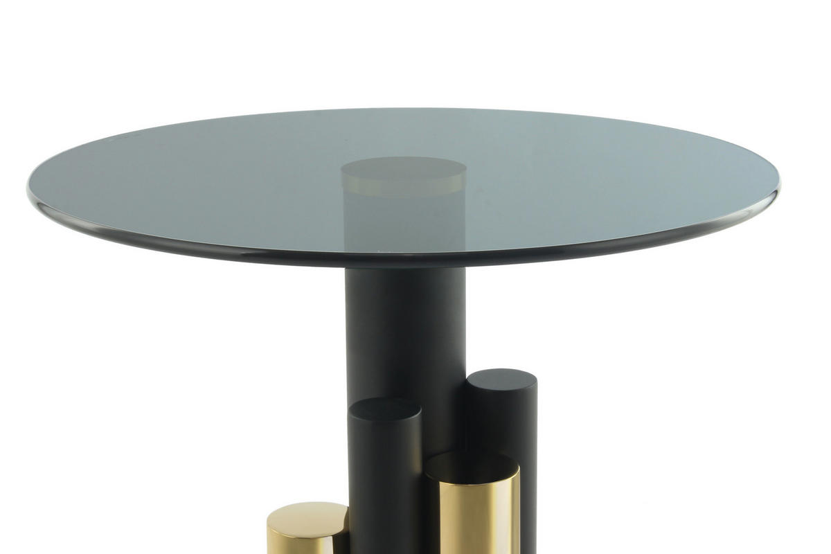 BEISTELLTISCH 46/46/52 cm Grau, Goldfarben rund  - Goldfarben/Grau, Design, Glas/Metall (46/46/52cm) - Kayoom