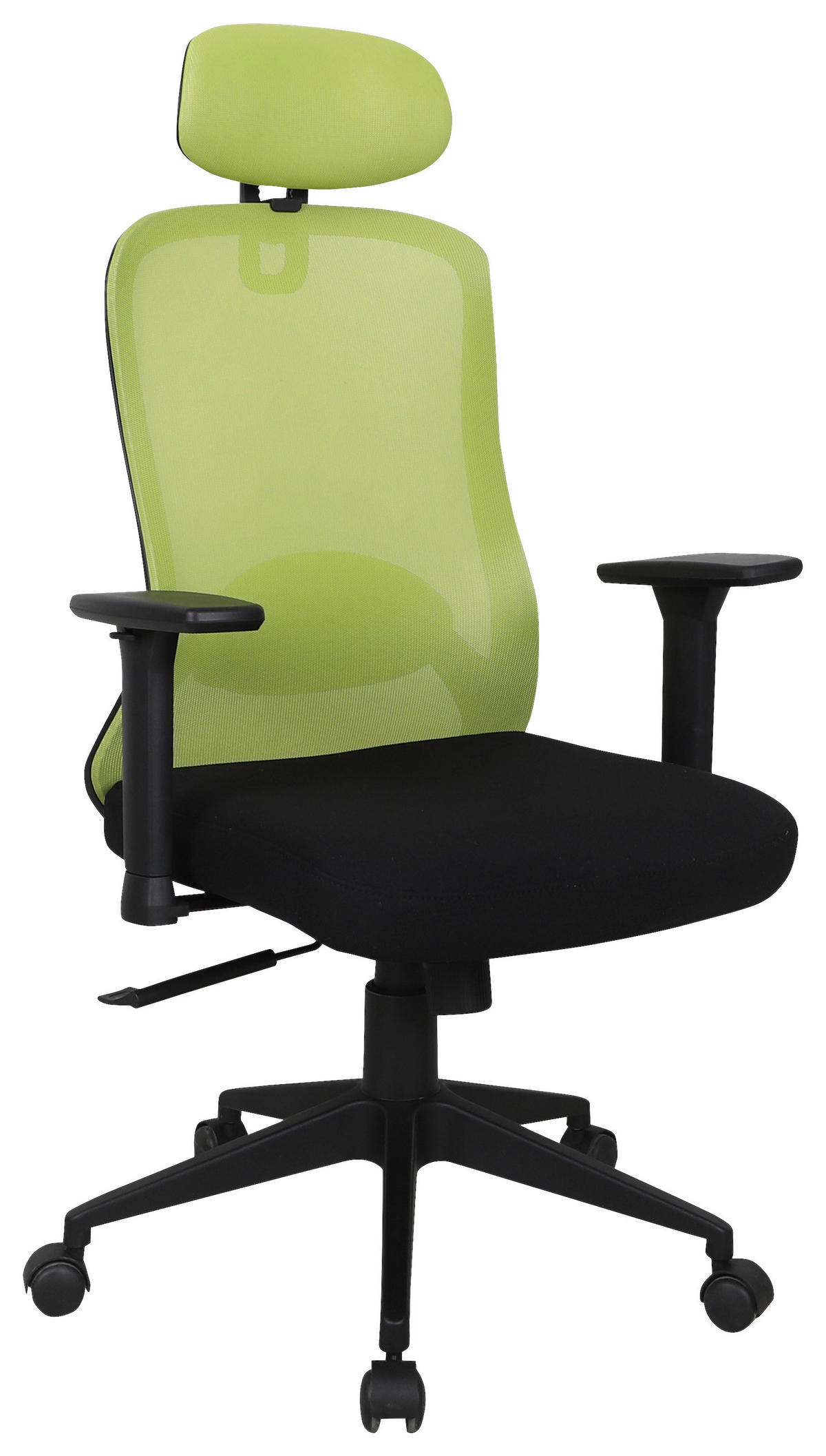 PISARNIŠKI STOL kovina, umetna masa, tekstil zelena, črna  - črna/zelena, Design, kovina/umetna masa (66/115-124/56cm) - Xora