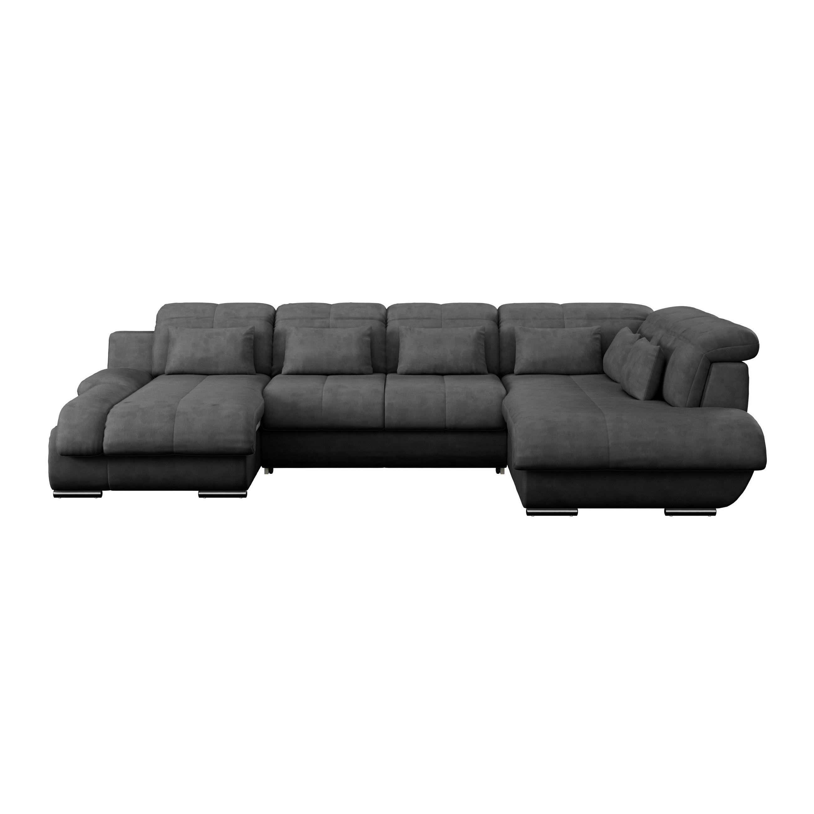 WOHNLANDSCHAFT in Mikrofaser Anthrazit  - Chromfarben/Dunkelgrau, Modern, Textil/Metall (184/345/228cm) - MID.YOU