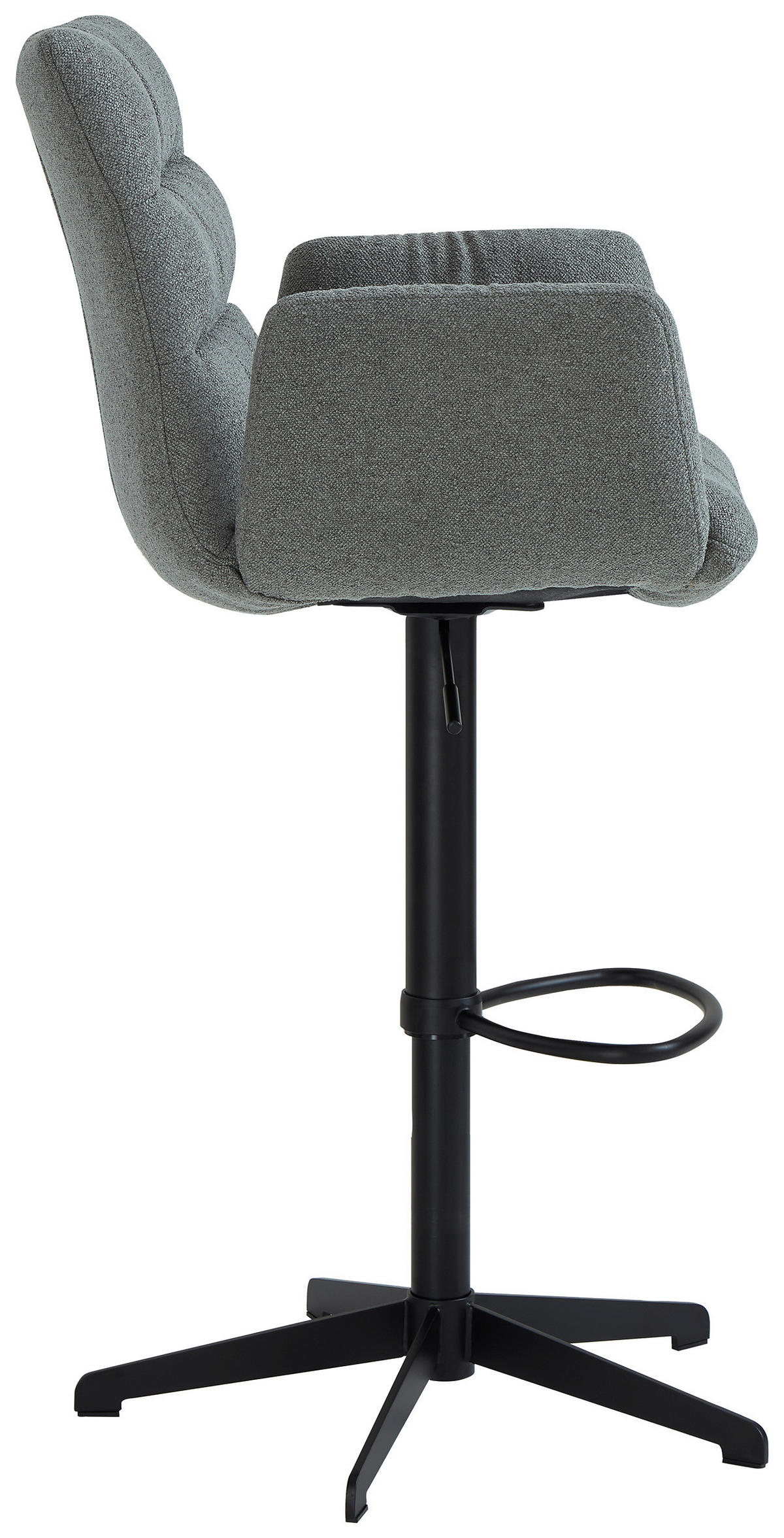 BARHOCKER Leinenoptik Grün, Schwarz Stahl Sitzfläche 360° drehbar  - Schwarz/Grün, Design, Textil/Metall (58/107-125/57cm) - Dieter Knoll