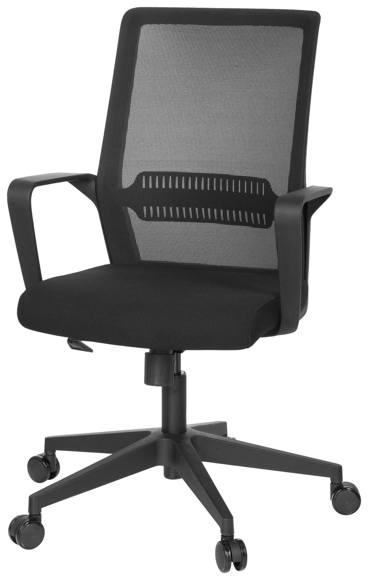 DREHSTUHL  in Netzbespannung, Flachgewebe Schwarz  - Schwarz, Basics, Kunststoff/Textil (58/110/52cm) - MID.YOU