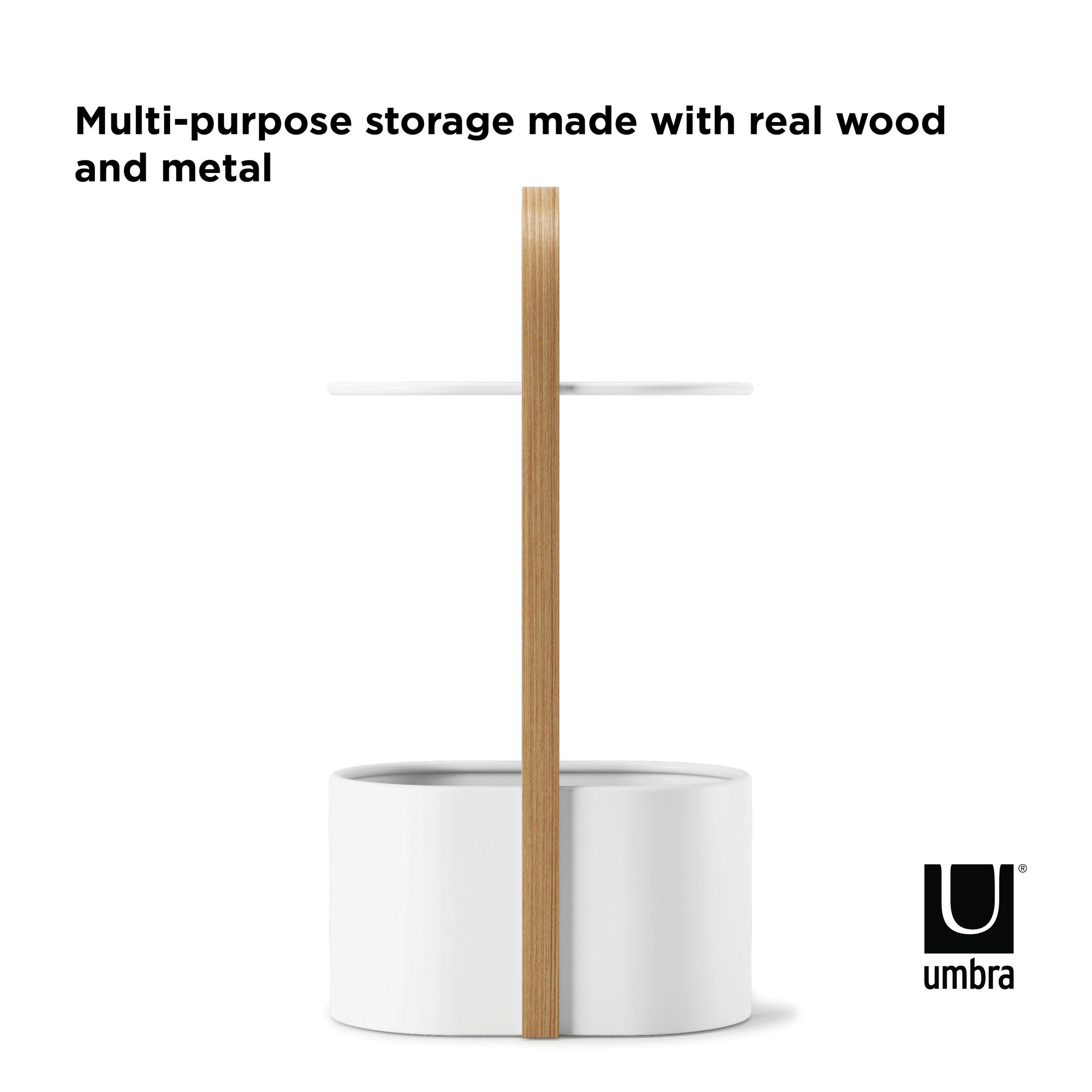 POMOĆNI STOLIĆ bijela, boje bukve drvo, metal - bijela/boje bukve, Basics, drvo/metal (24/69/35cm) - Umbra