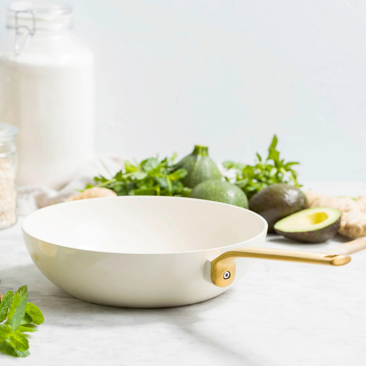 WOK Evolution Keramikbeschichtung 28 cm  - Goldfarben/Creme, Basics, Metall (28cm) - GreenPan