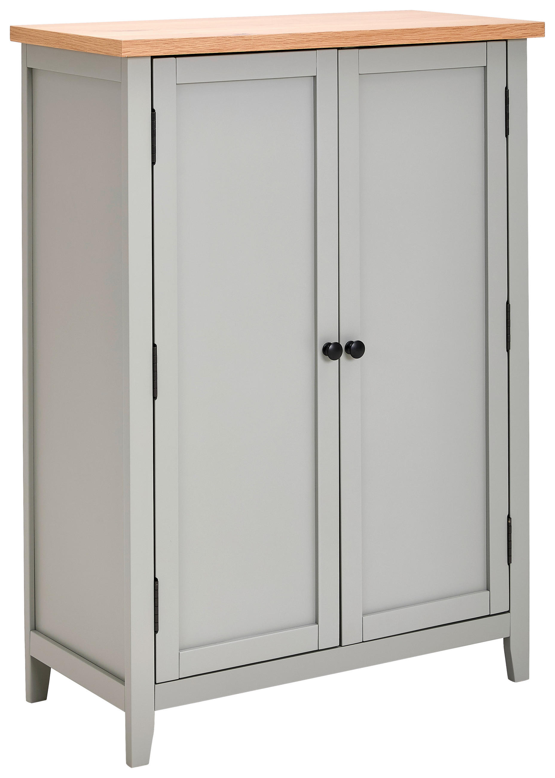 SCHUHSCHRANK Eiche, Kiefer furniert, massiv Grau, Naturfarben  - Silberfarben/Naturfarben, LIFESTYLE, Holz/Holzwerkstoff (80/110/38cm) - MID.YOU