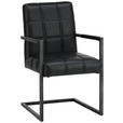 ARMLEHNSTUHL  in Eisen Lederlook  - Schwarz, Trend, Textil/Metall (55/92/63cm) - Ambia Home