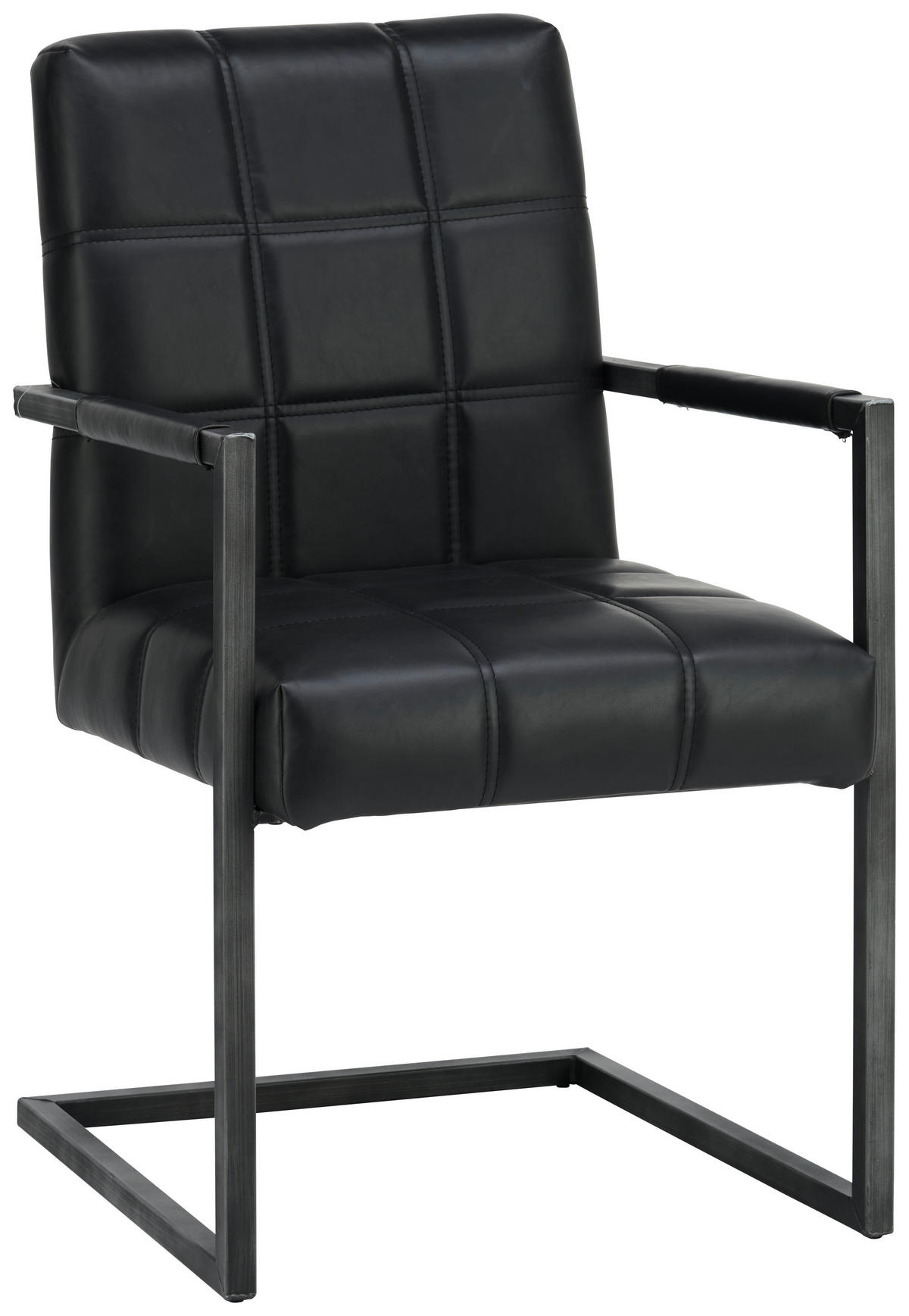 ARMLEHNSTUHL  in Eisen Lederlook  - Schwarz, Trend, Textil/Metall (55/92/63cm) - Ambia Home