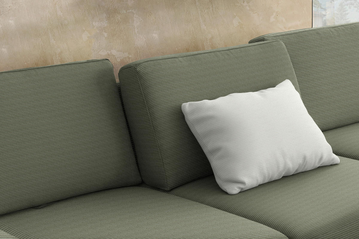 ECKSOFA Cord Olivgrün  - Schwarz/Olivgrün, Design, Textil/Metall (298/185cm) - Pure Home Lifestyle