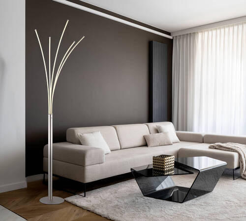 LED-STEHLEUCHTE - Chromfarben/Opal, Design, Kunststoff/Metall (56/187cm)