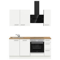 KÜCHENBLOCK 180 cm   in Weiß, Eichefarben  - Edelstahlfarben/Eichefarben, MODERN, Holzwerkstoff/Metall (180cm) - Nobilia