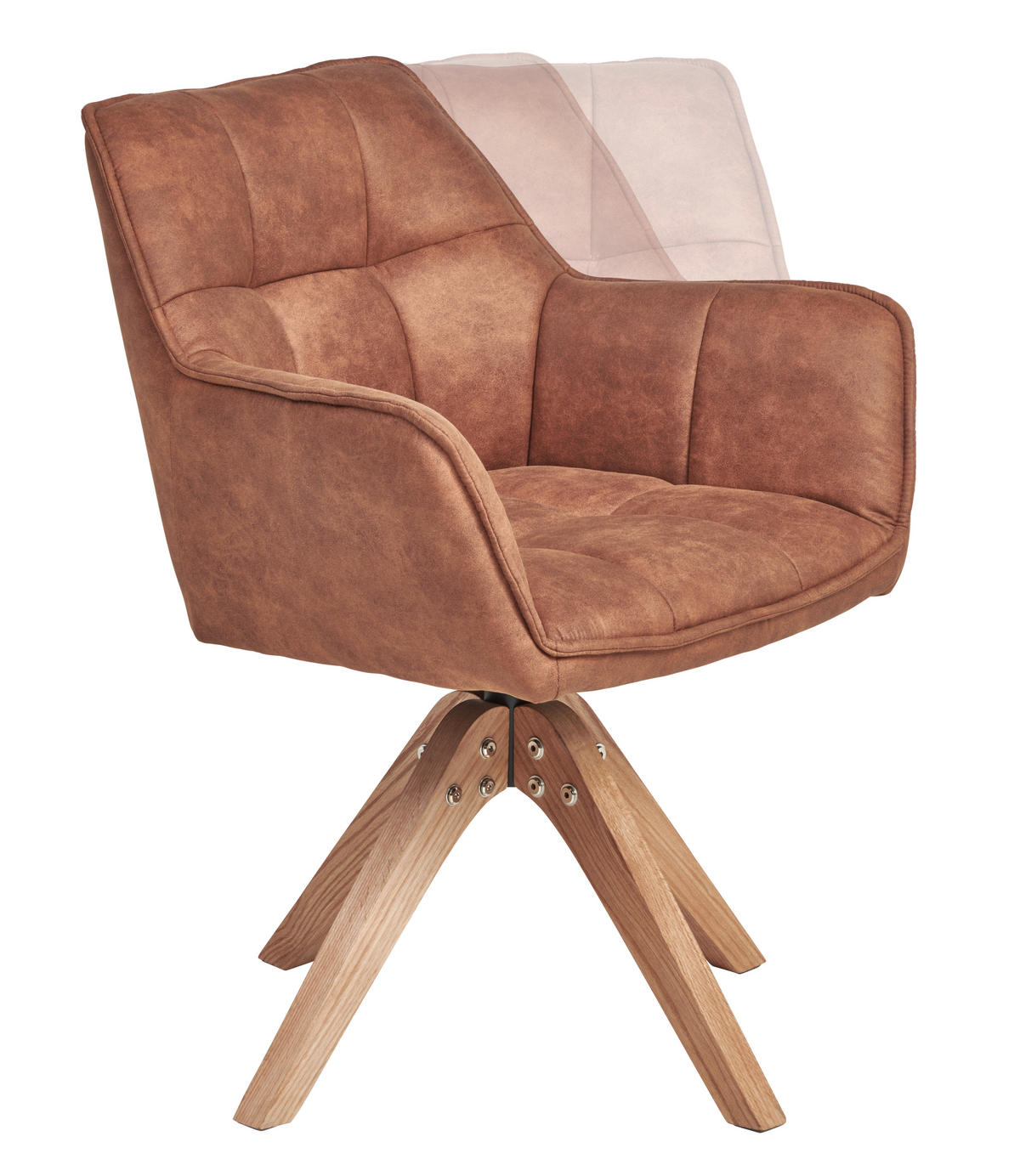 ARMLEHNSTUHL  Sitzfläche 360° drehbar, inklusive Armlehnen Webstoff  - Eichefarben/Orange, Basics, Holz/Textil (61/85/63cm) - MID.YOU