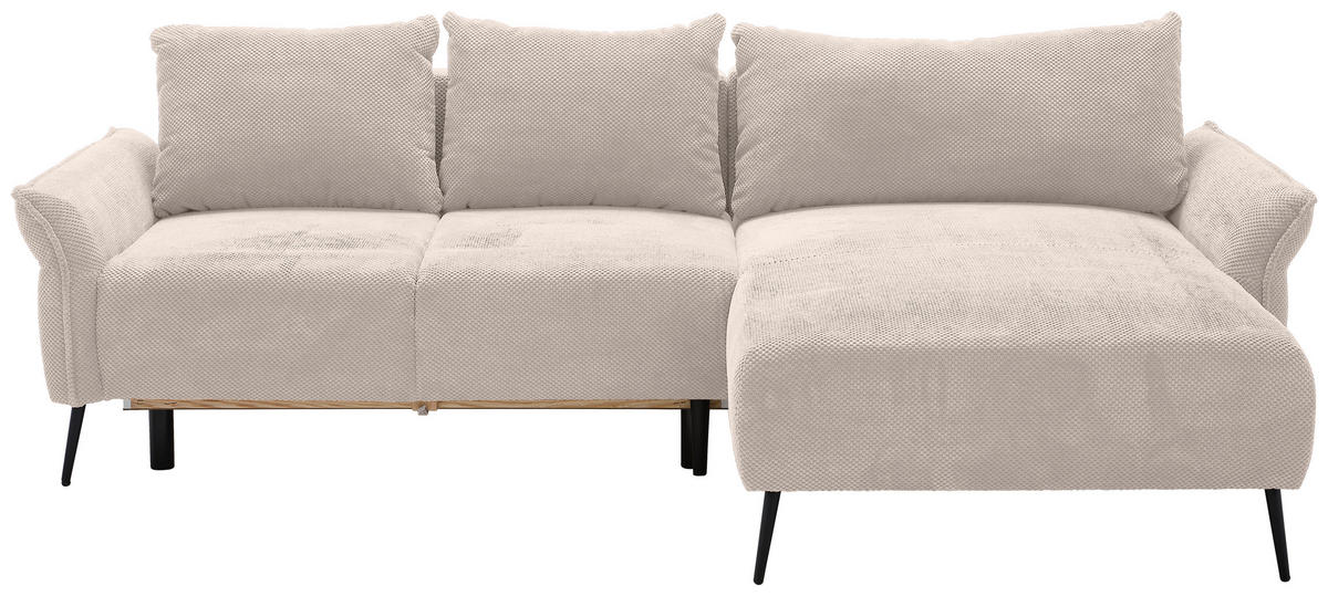 HÖRNSOFFA i chenille cremefärgad  - svart/cremefärgad, Klassisk, metall/textil (255/164cm) - MID.YOU