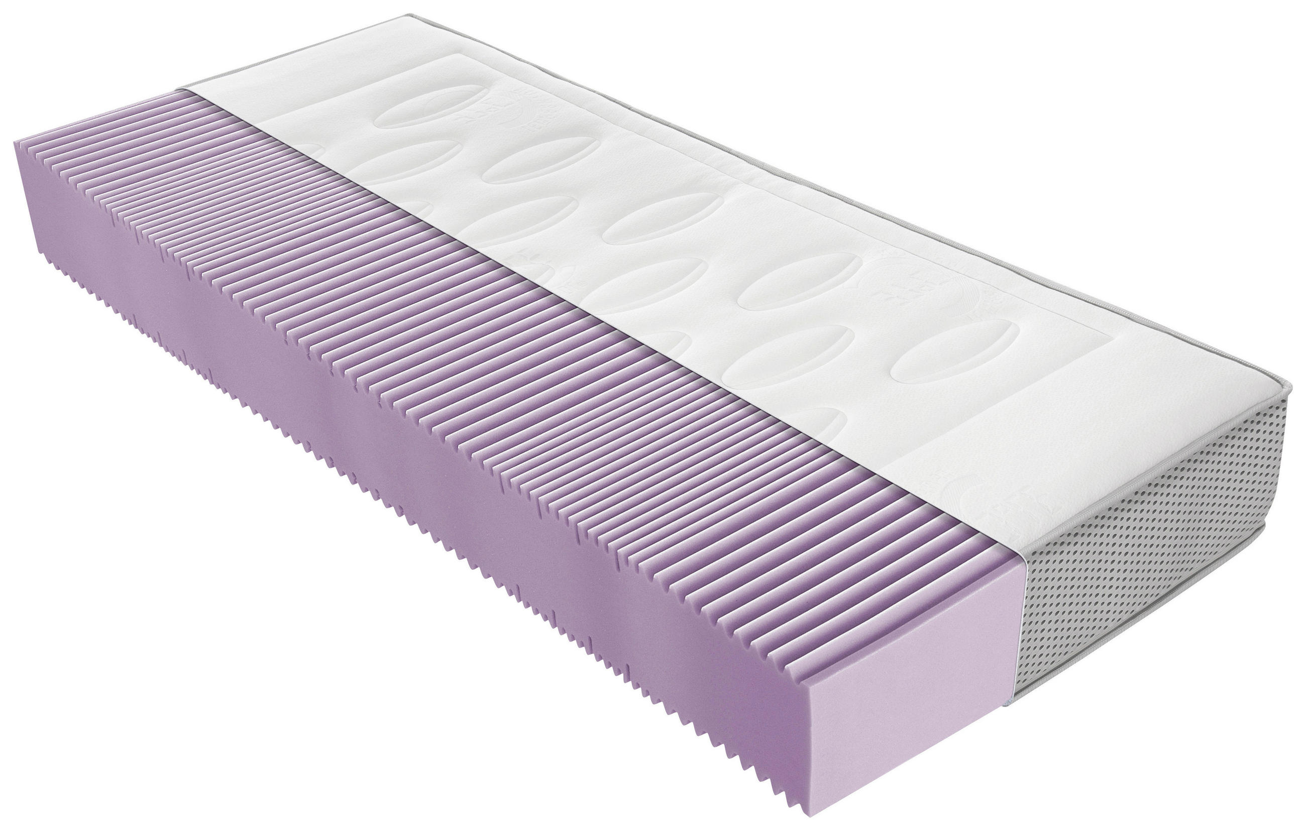 KALTSCHAUMMATRATZE 90/200 cm, Höhe ca.: 27 cm, H3 = fest, 7-Zonen - Weiß, KONVENTIONELL, Textil (90/200cm) - Novel