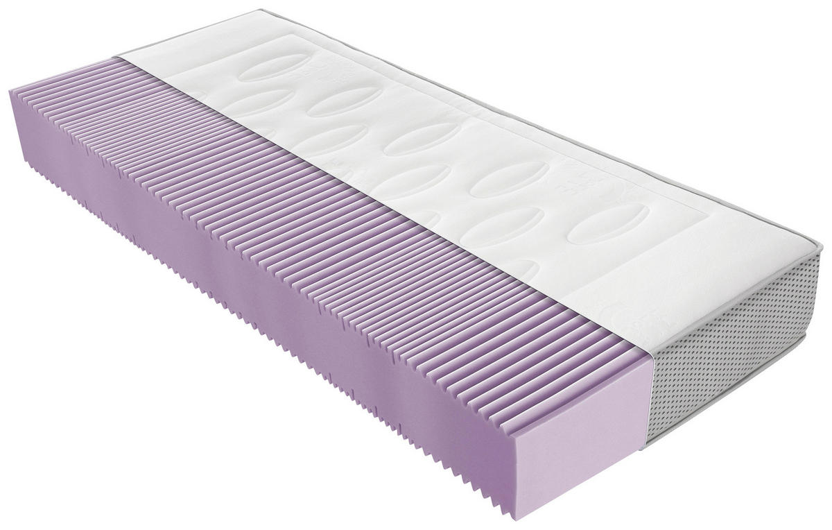 KALTSCHAUMMATRATZE 90/200 cm, Höhe ca.: 27 cm, H3 = fest, 7-Zonen - Weiß, KONVENTIONELL, Textil (90/200cm) - Novel