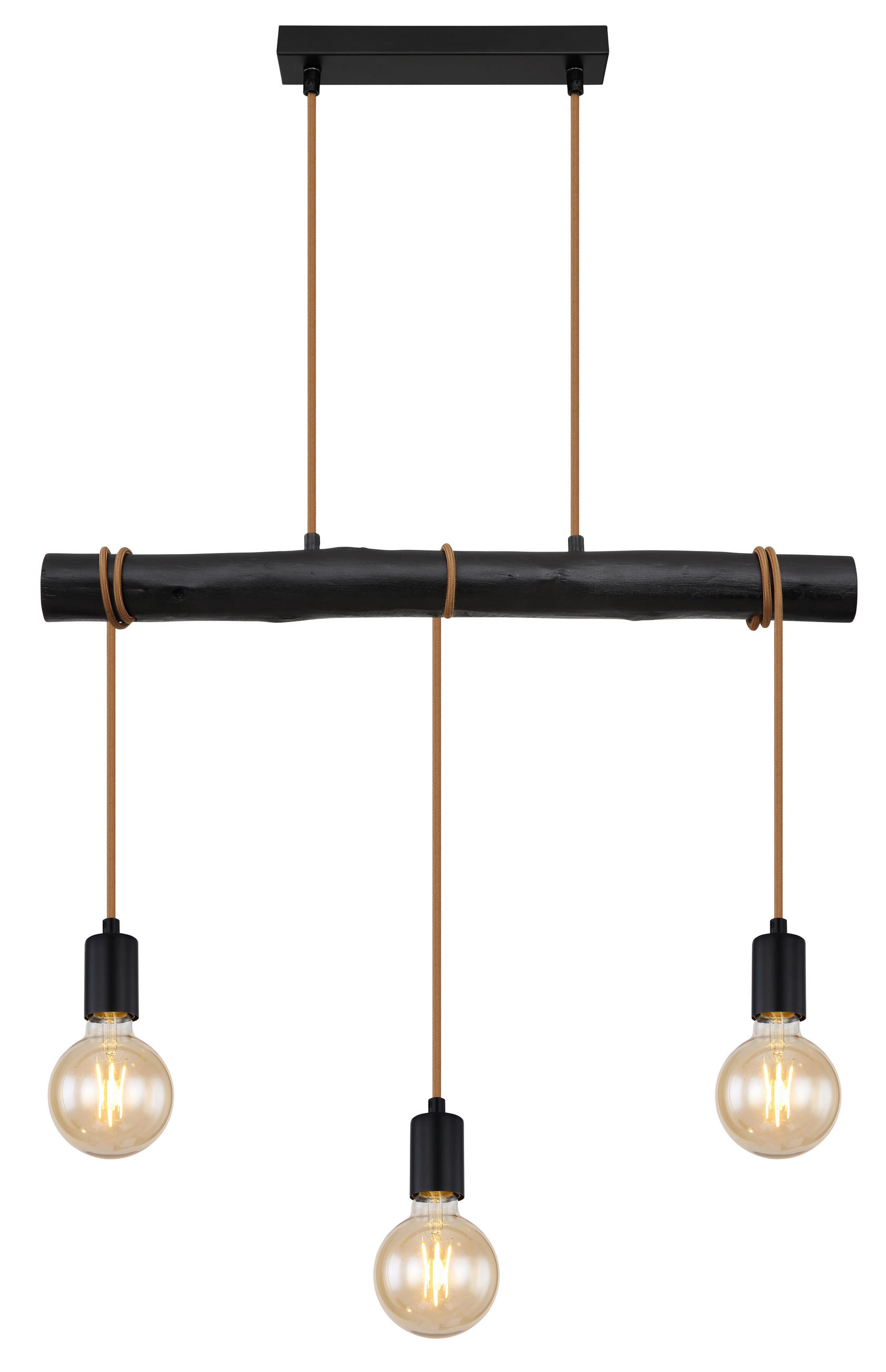 HÄNGELEUCHTE 60/5/120 cm   - Schwarz, Design, Holz/Metall (60/5/120cm) - Globo