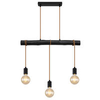 HÄNGLAMPA 60/5/120 cm  - svart, Design, metall/trä (60/5/120cm) - Globo