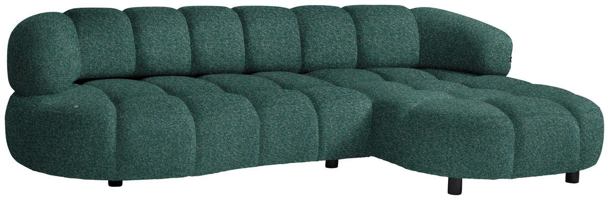 ECKSOFA Grün Webstoff  - Schwarz/Grün, Design, Holz/Textil (284/183cm) - Welnova