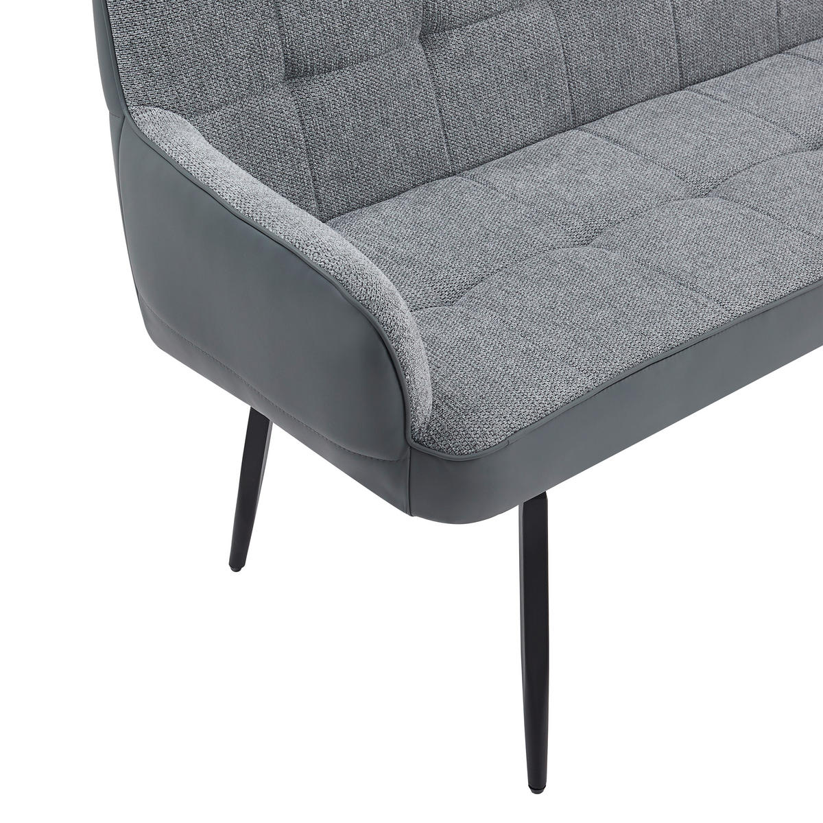 SITZBANK 161/90/61 cm Lederlook, Leinenoptik Hellgrau, Dunkelgrau  - Dunkelgrau/Hellgrau, MODERN, Textil/Metall (161/90/61cm) - Livetastic