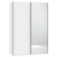SCHWEBETÜRENSCHRANK  in Weiß  - Silberfarben/Weiß, Design, Glas/Holzwerkstoff (152/220/46cm) - Jutzler