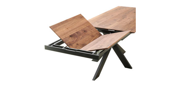 ESSTISCH in Holz, Metall 180-265/100/75 cm  - Nussbaumfarben/Schwarz, Natur, Holz/Metall (180-265/100/75cm) - Linea Natura