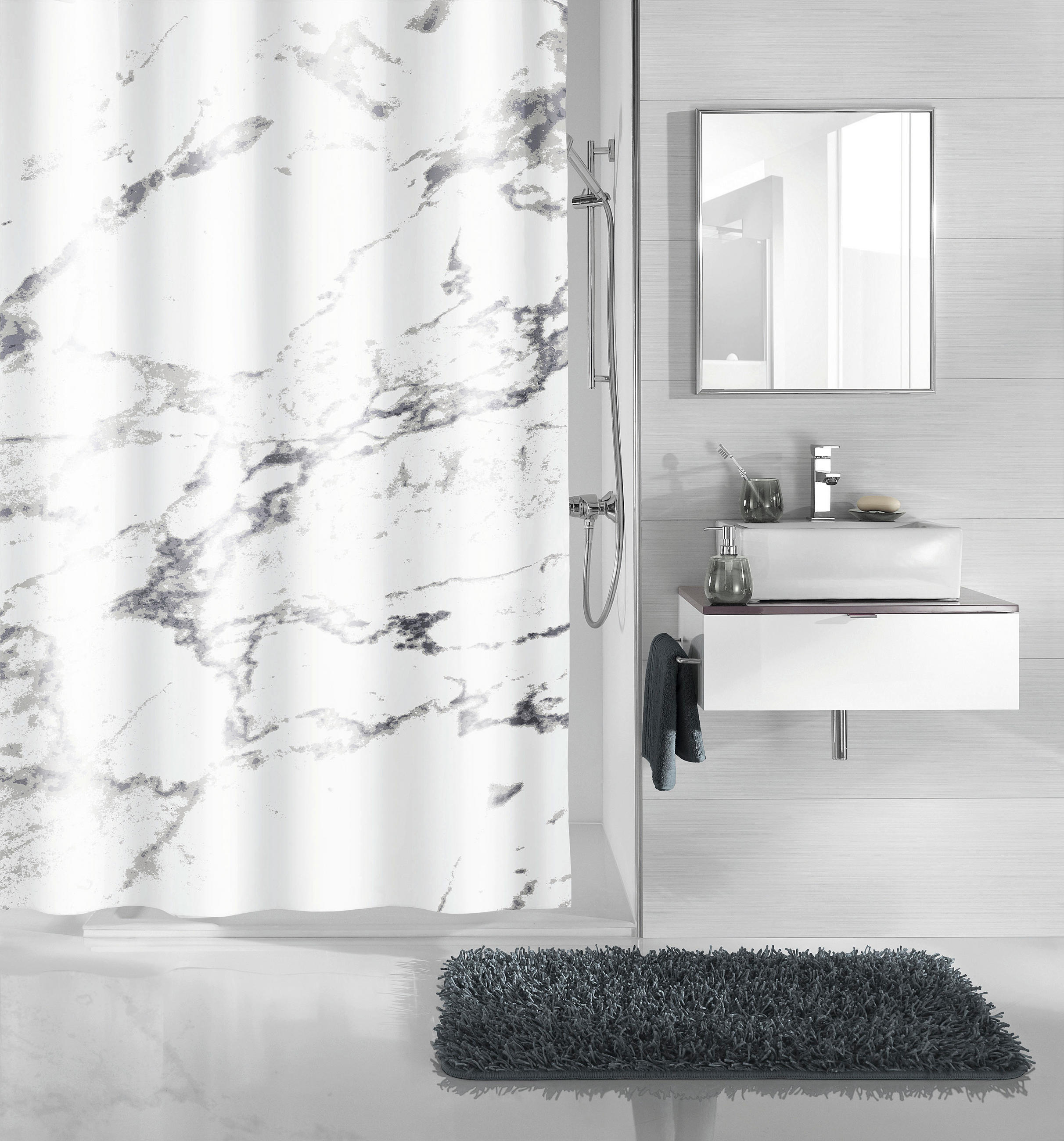 ZUHANYFÜGGÖNY 180/200 cm  - antracit, Design, textil (180/200cm) - Kleine Wolke