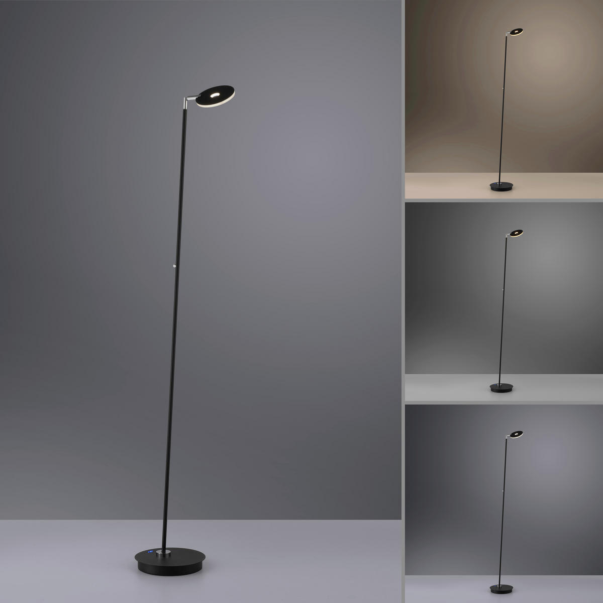 AKKU-STEHLEUCHTE Bente 42/42/160 cm  - Schwarz, Design, Kunststoff/Metall (42/42/160cm) - Paul Neuhaus