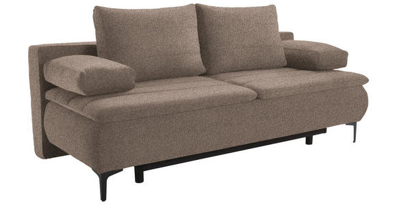 BOXSPRINGSOFA in Webstoff Hellbraun - Hellbraun/Schwarz, KONVENTIONELL, Textil/Metall (204/93/100cm) - Novel