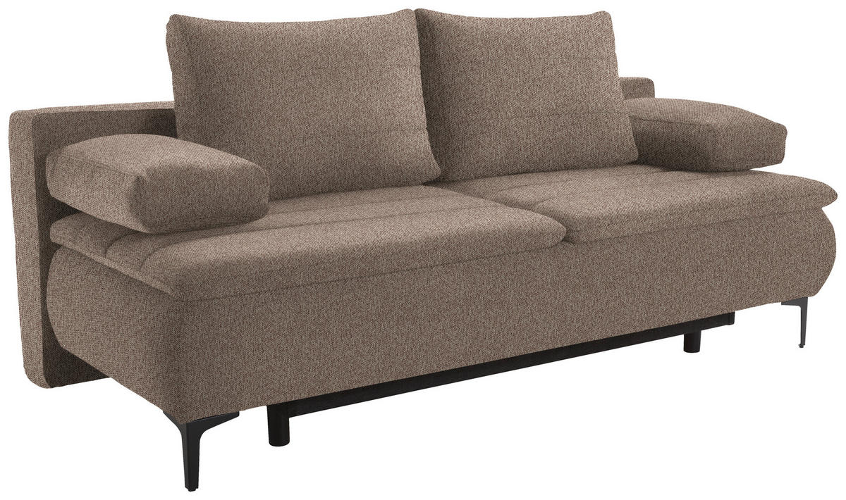 BOXSPRINGSOFA in Webstoff Hellbraun  - Hellbraun/Schwarz, Konventionell, Textil/Metall (204/93/100cm) - Livetastic