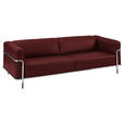 3-SITZER-SOFA Mandia in Echtleder Rot  - Chromfarben/Rot, Design, Leder/Metall (236/67/96cm) - Johann Jakob
