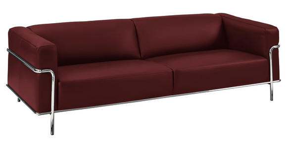 3-SITZER-SOFA Mandia in Echtleder Rot  - Chromfarben/Rot, Design, Leder/Metall (236/67/96cm) - Johann Jakob