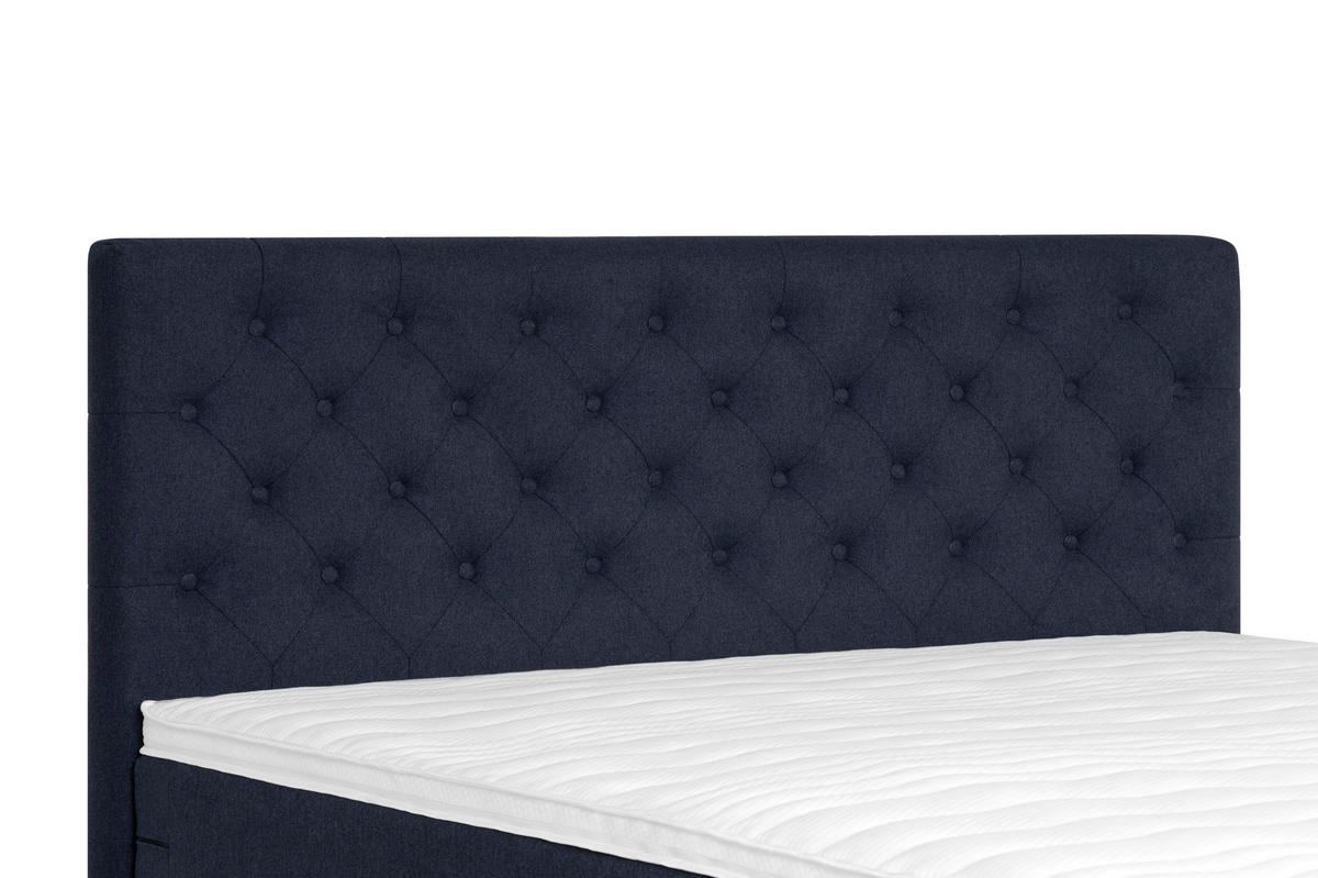 BOXSPRINGBETT 140/200 cm  in Dunkelblau  - Silberfarben/Dunkelblau, KONVENTIONELL, Textil/Metall (140/200cm) - Welnova