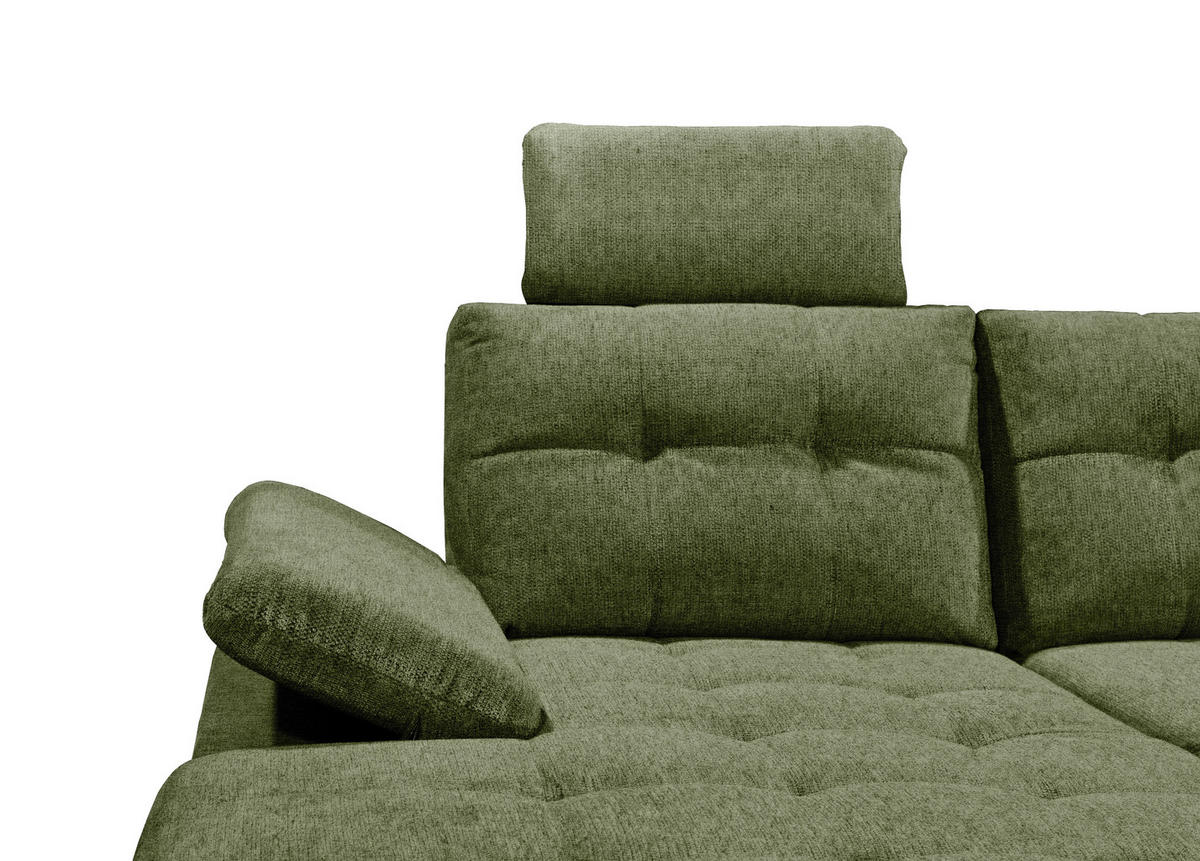 WOHNLANDSCHAFT Olivgrün Webstoff  - Schwarz/Olivgrün, KONVENTIONELL, Kunststoff/Textil (170/324/218cm) - Carryhome