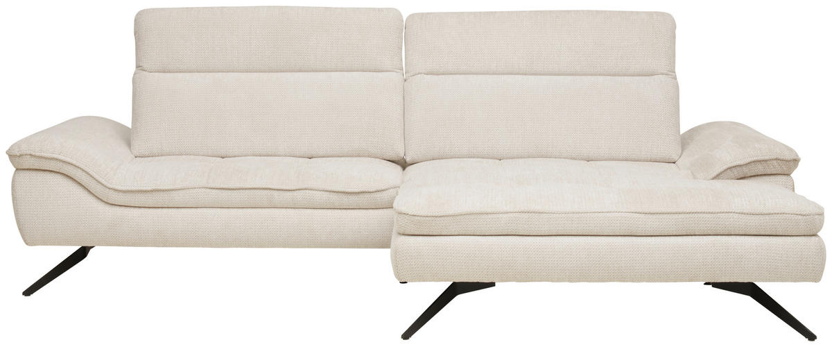 SEDEŽNA GARNITURA, šenilja bež  - črna/bež, Design, kovina/tekstil (288/179-202cm) - Hom`in