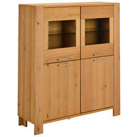 VITRINE in furniert Eiche Klar, Naturfarben  - Klar/Silberfarben, Design, Glas/Holz (121/40/143cm) - MID.YOU