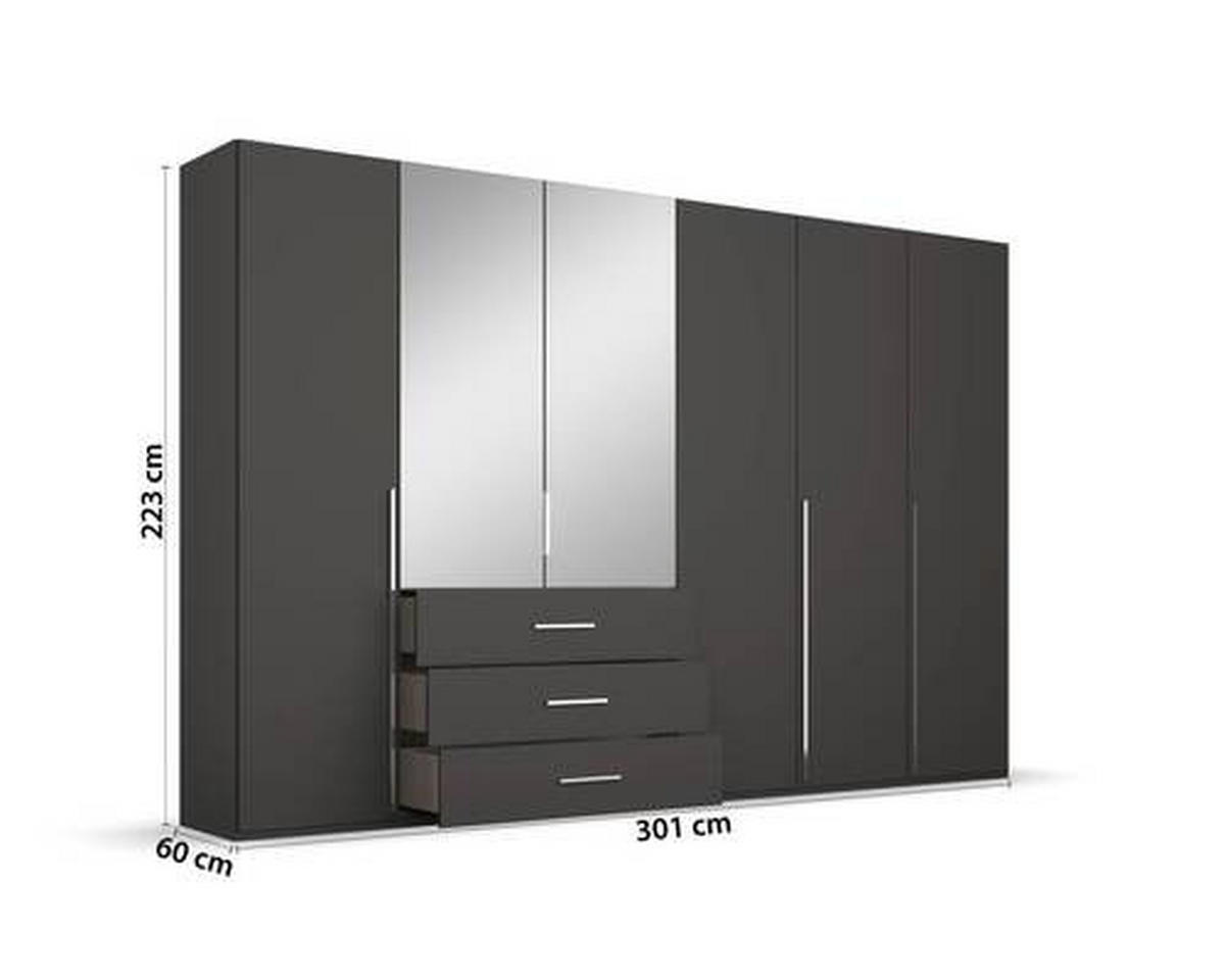 DREHTÜRENSCHRANK in Graphitfarben  - Chromfarben/Graphitfarben, Design, Glas/Holzwerkstoff (301/223/60cm) - home24