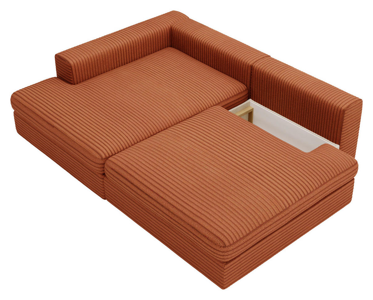 ECKSOFA in Cord Bronzefarben  - Schwarz/Bronzefarben, Design, Kunststoff/Textil (158/223cm) - Lomoco
