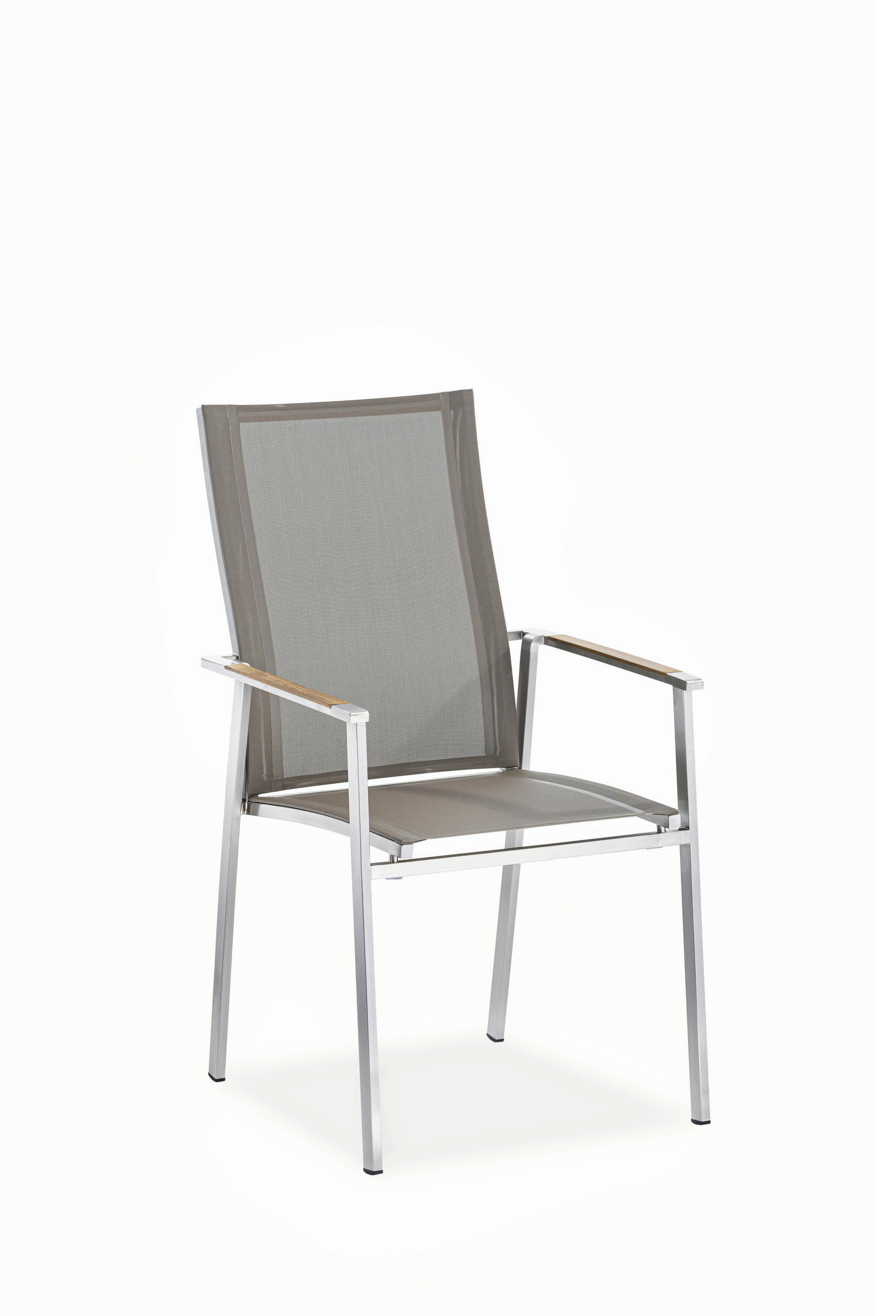 GARTENSTUHL Edelstahl Taupe, Edelstahlfarben  - Taupe/Edelstahlfarben, Design, Holz/Textil (57/100/64cm)