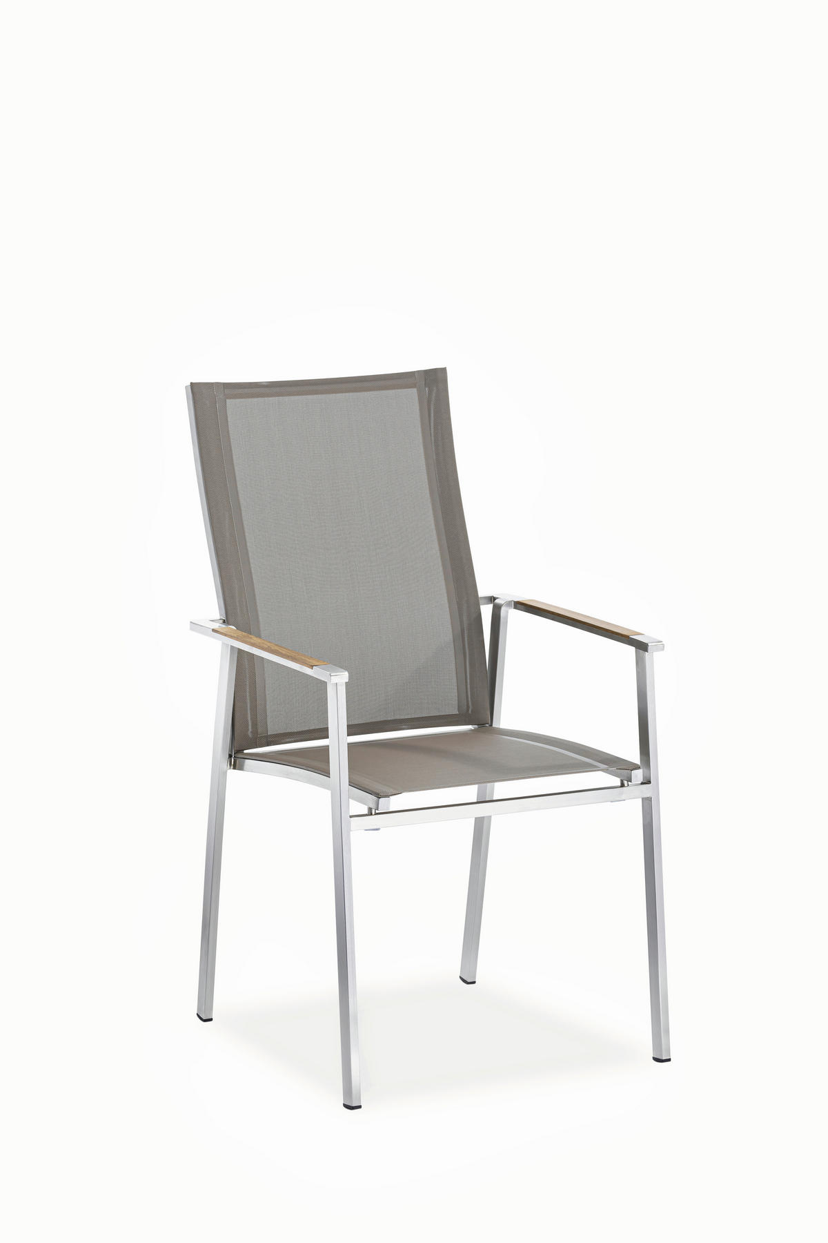 GARTENSTUHL Edelstahl Taupe, Edelstahlfarben  - Taupe/Edelstahlfarben, Design, Holz/Textil (57/100/64cm)