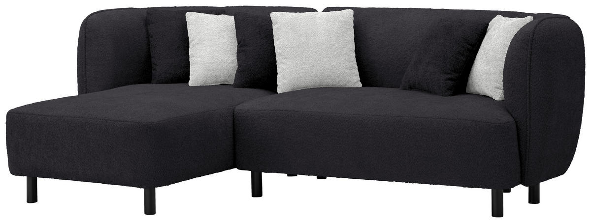 ECKSOFA in Chenille Graphitfarben  148/236 cm  - Hellgrau/Schwarz, Design, Holz/Textil (148/236cm) - Lomoco
