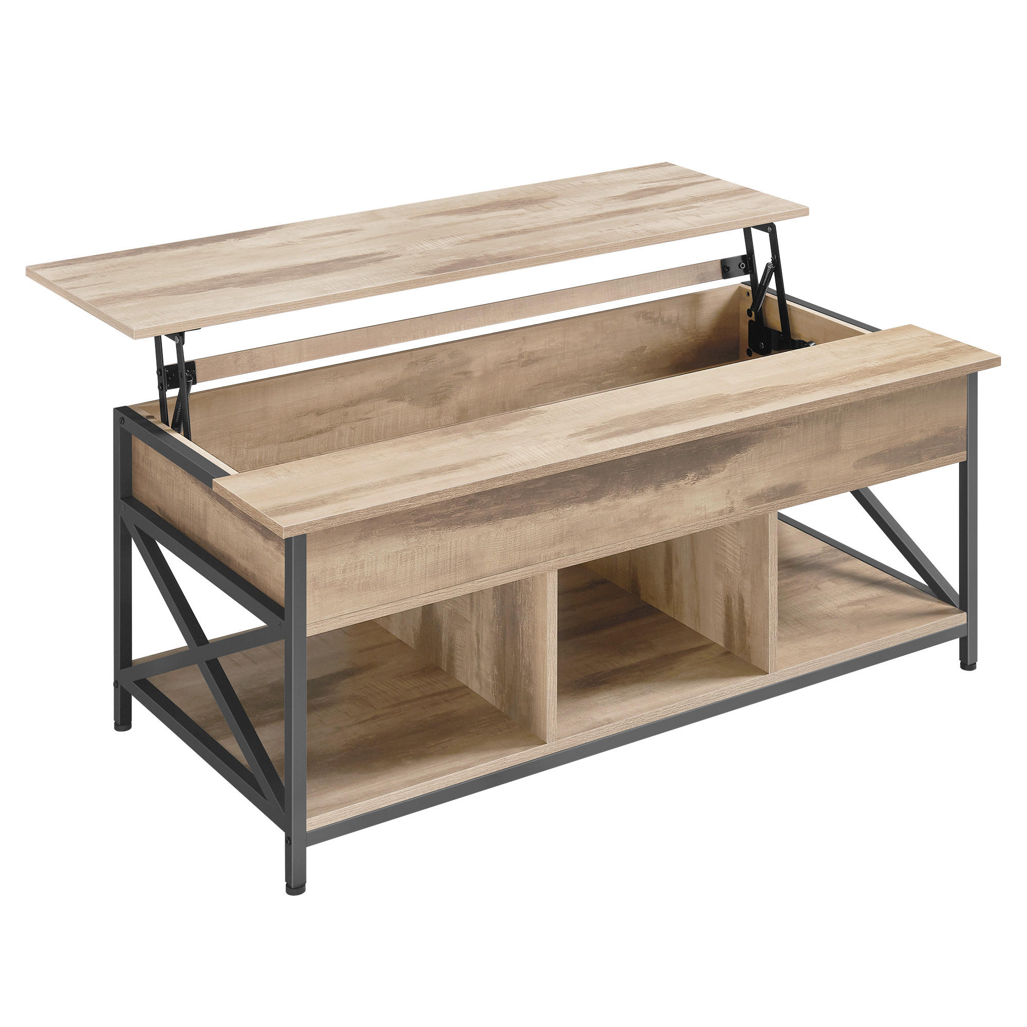 COUCHTISCH rechteckig Braun, Schwarz  - Schwarz/Braun, MODERN, Holzwerkstoff/Metall (120/60/48cm) - MID.YOU