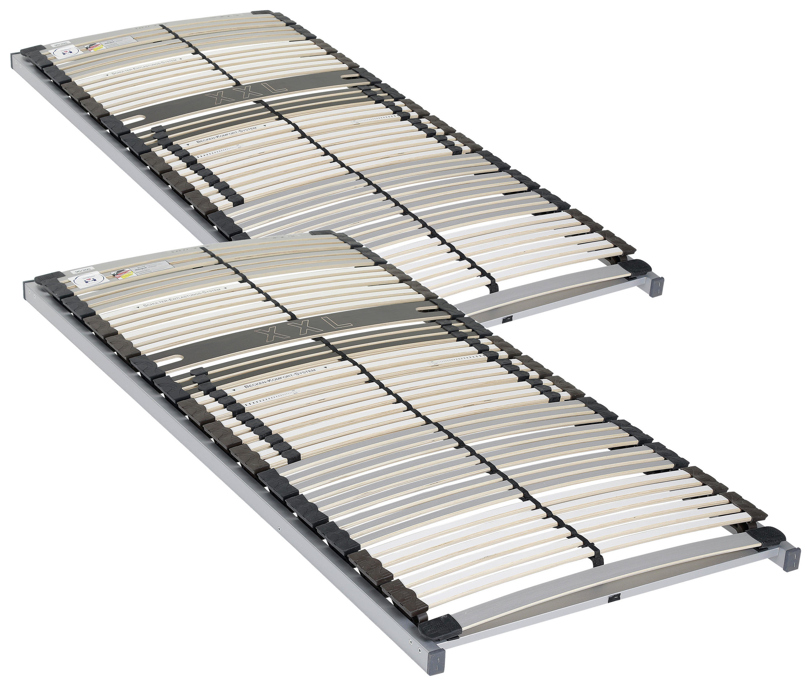 LATTENROST-SET 180/200 cm Birke  - Weiß/Grau, Basics, Holz (180/200cm) - Beco