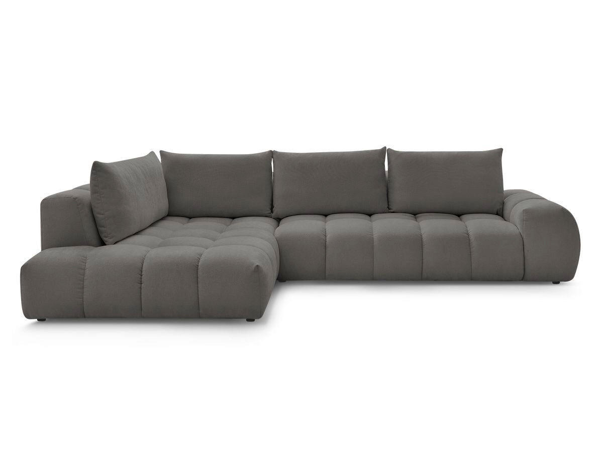 ECKSOFA Ottomane links  EVEREST Dunkelgrau Struktur  - Dunkelgrau/Schwarz, MODERN, Kunststoff/Textil (210/352cm)