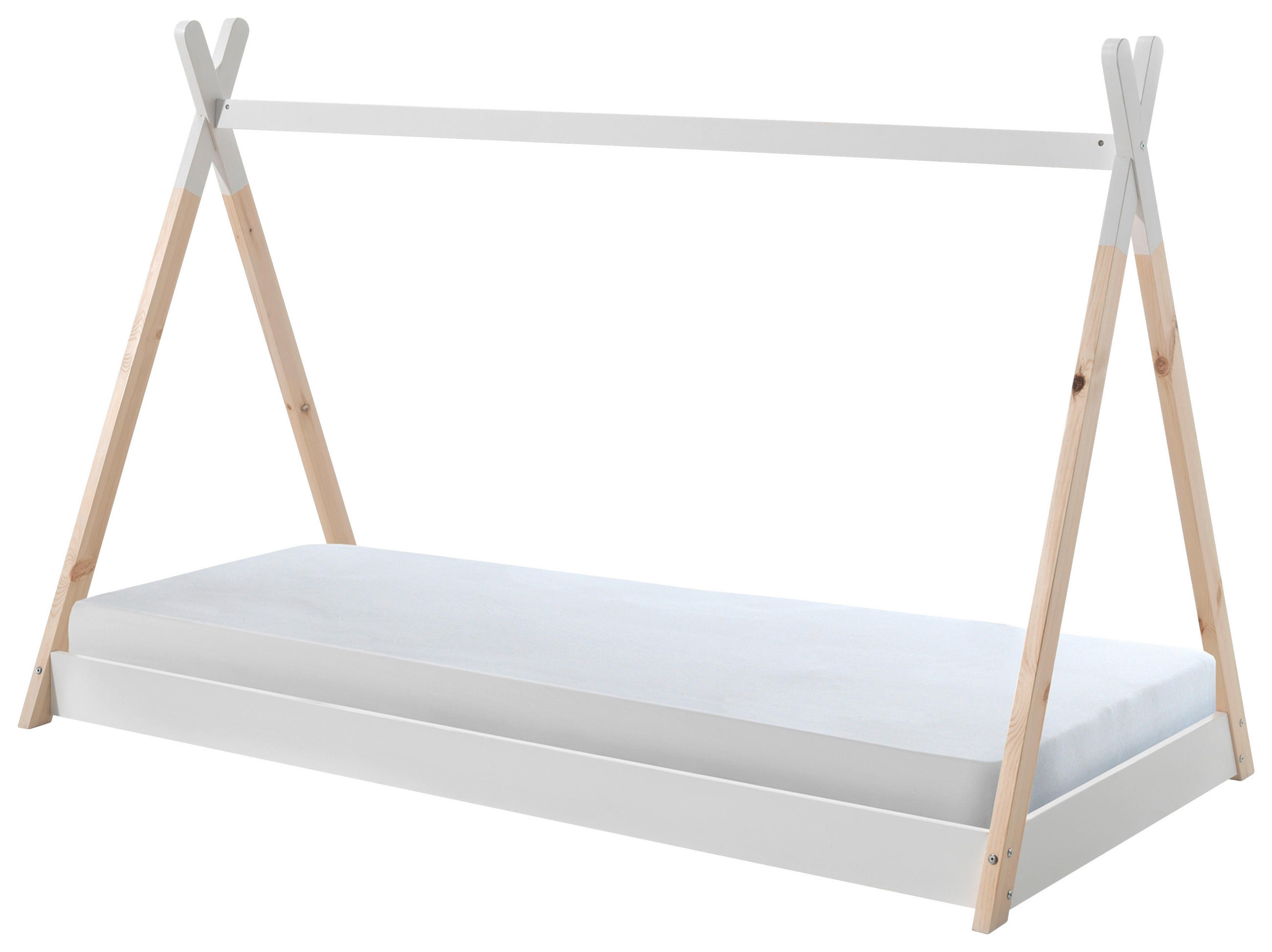 DĚTSKÁ POSTEL SE STŘÍŠKOU, 90/200 cm bílá, barvy borovice - bílá/barvy borovice, Moderní, dřevo/kompozitní dřevo (90/200cm) - MID.YOU