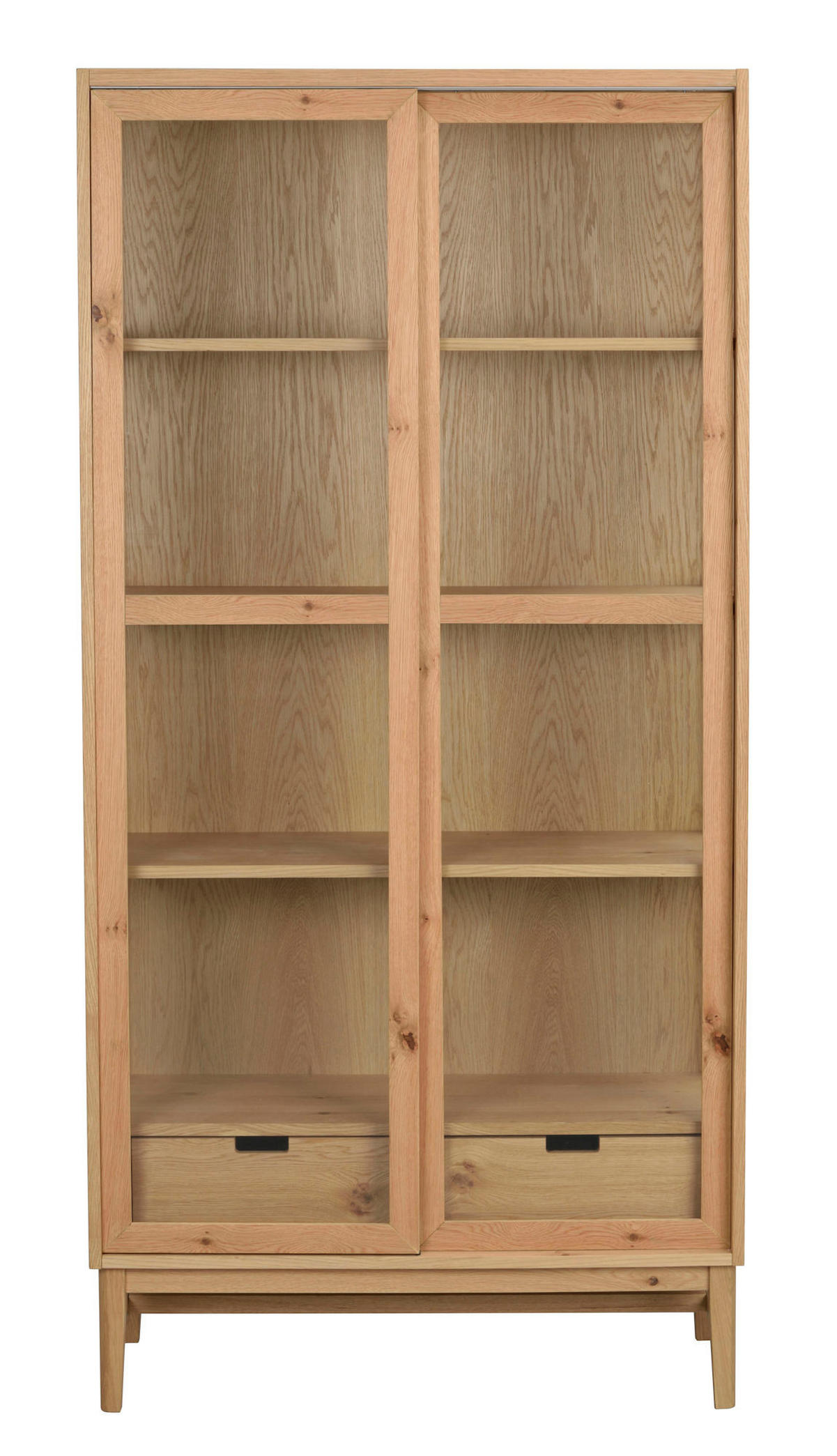 VITRINSKÅP  i faner, delar i massivt trä ek ekfärgad, transparent  - svart/ekfärgad, Modern, metall/trä (100/203/40cm) - Rowico