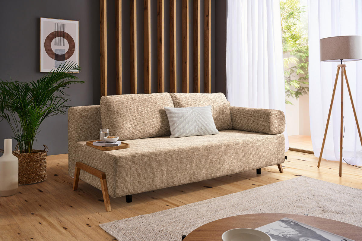 SCHLAFSOFA in Holz, Textil Hellbraun  - Hellbraun/Naturfarben, Design, Holz/Textil (211/88/102cm) - Niels Andersson