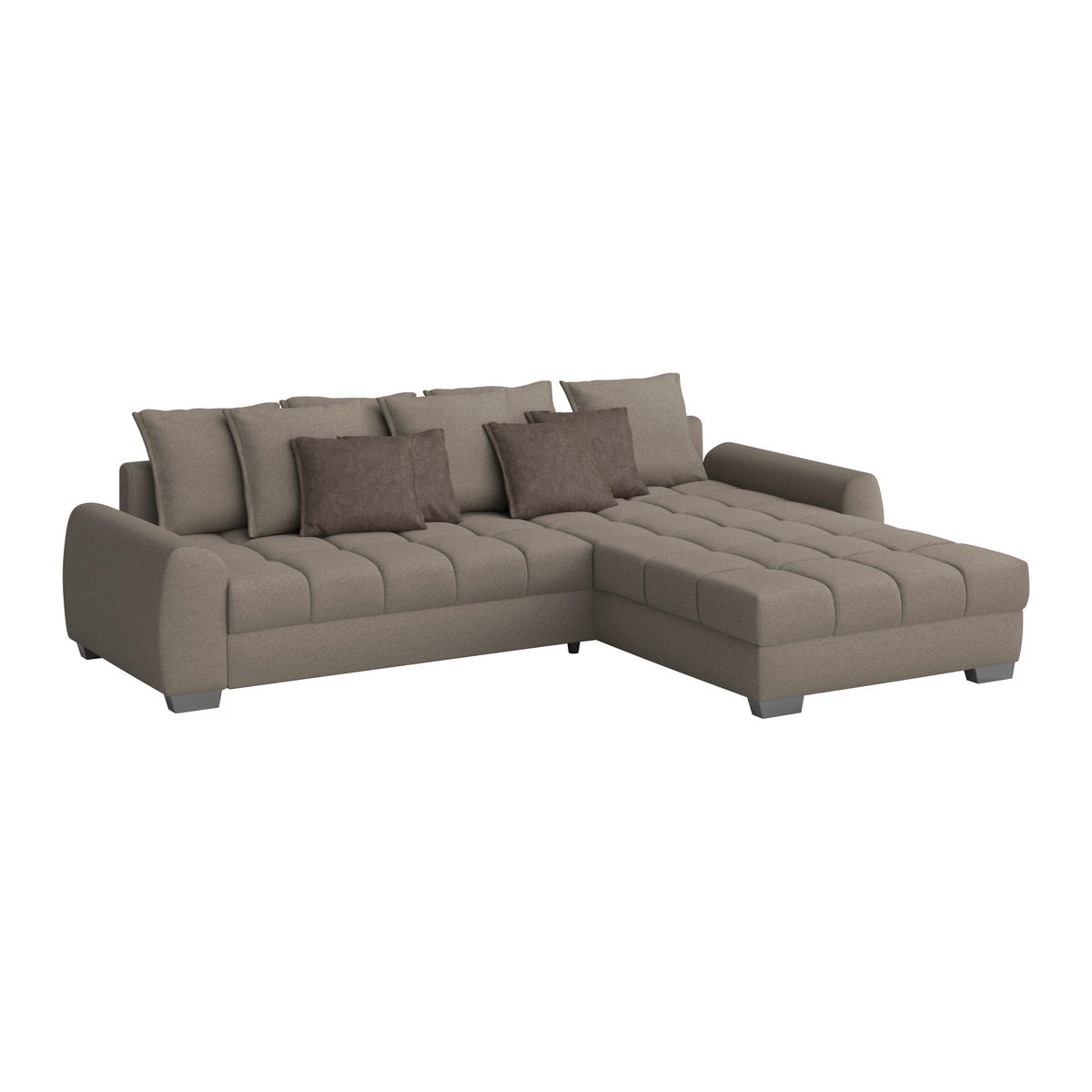 ECKSOFA in Webstoff Taupe  - Taupe/Chromfarben, Design, Kunststoff/Textil (320/226cm) - Carryhome