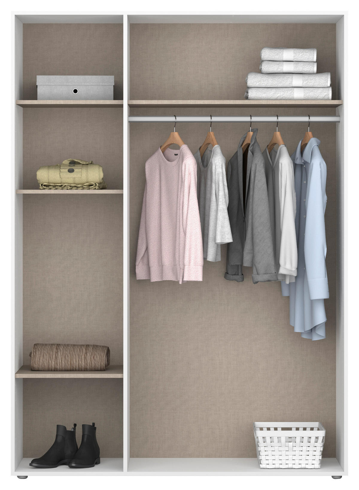 DREHTÜRENSCHRANK in Grau, Weiss  - Weiss/Grau, Modern, Holzwerkstoff (140/194/53cm) - Rauch Möbel