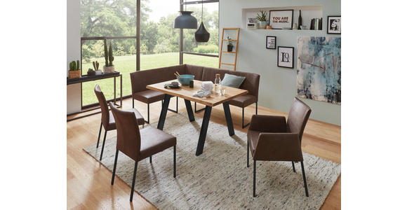 ESSTISCH Eiche massiv rechteckig Edelstahlfarben, Eichefarben - Edelstahlfarben/Eichefarben, Design, Holz/Metall (140/90/77cm) - Dieter Knoll