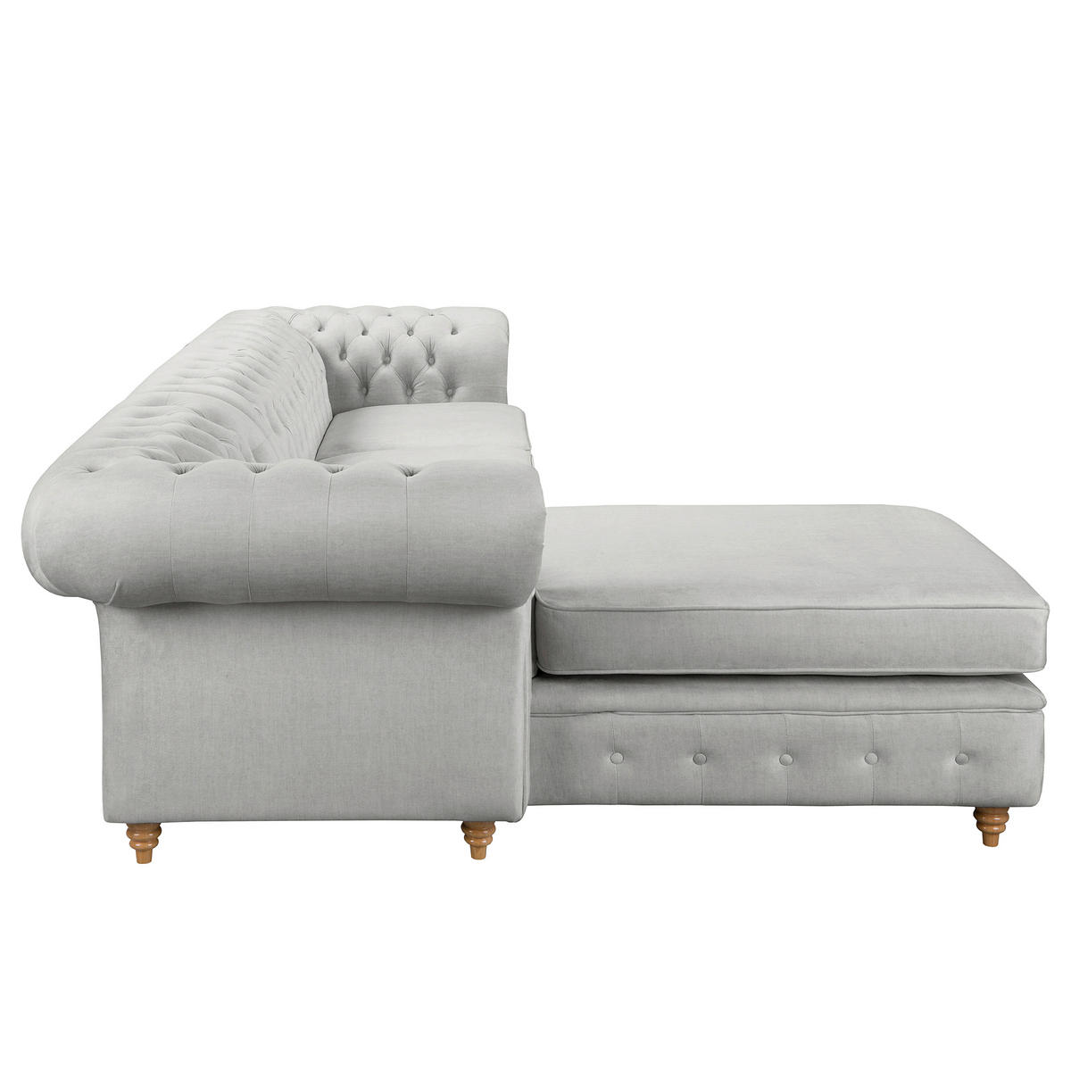 ECKSOFA Mikrofaser Hellgrau  - Hellgrau/Braun, Design, Holz/Textil (182/284cm) - P & B