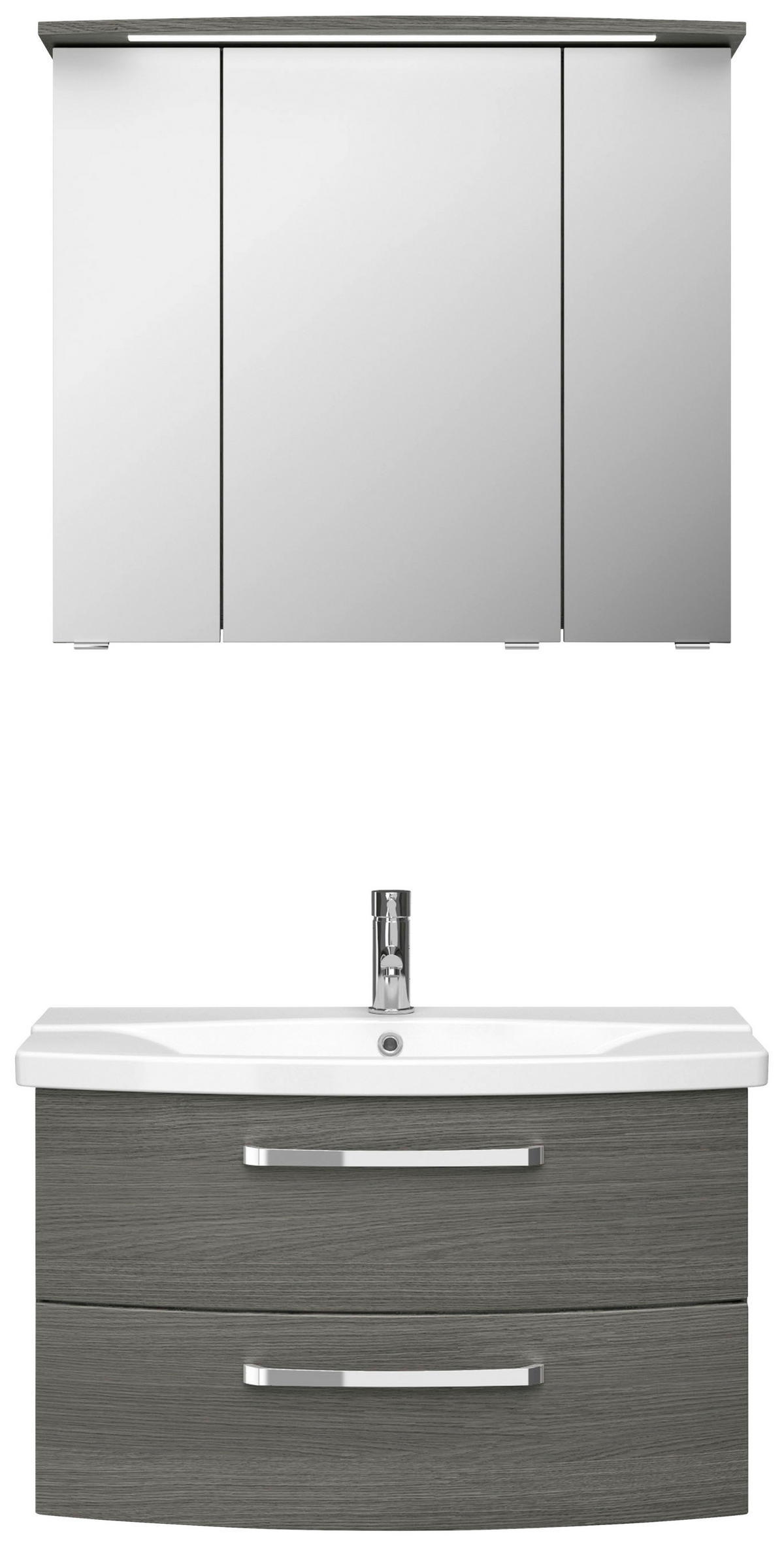 BADEZIMMER 3-teilig  in 84 cm  - Chromfarben/Graphitfarben, MODERN, Glas/Keramik (84cm) - Sadena